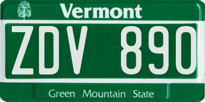VT license plate ZDV890