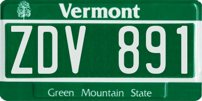 VT license plate ZDV891