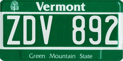 VT license plate ZDV892