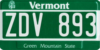 VT license plate ZDV893