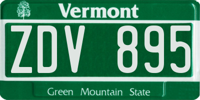 VT license plate ZDV895