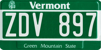 VT license plate ZDV897