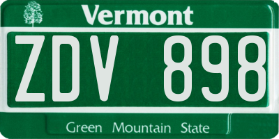 VT license plate ZDV898