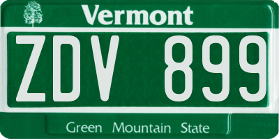 VT license plate ZDV899