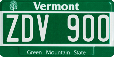 VT license plate ZDV900