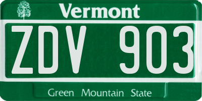 VT license plate ZDV903