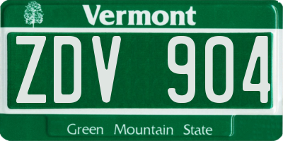 VT license plate ZDV904