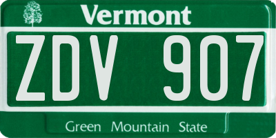 VT license plate ZDV907
