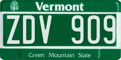 VT license plate ZDV909