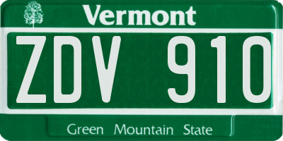 VT license plate ZDV910