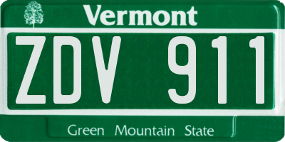 VT license plate ZDV911