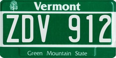 VT license plate ZDV912
