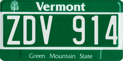 VT license plate ZDV914