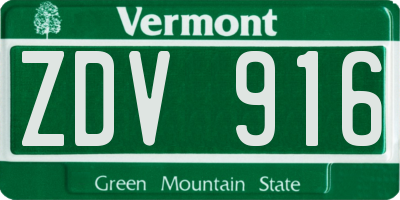 VT license plate ZDV916