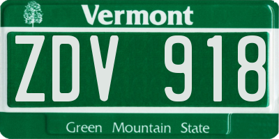 VT license plate ZDV918