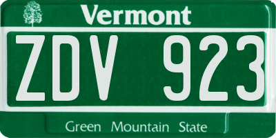 VT license plate ZDV923