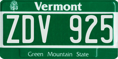 VT license plate ZDV925