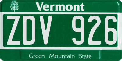 VT license plate ZDV926