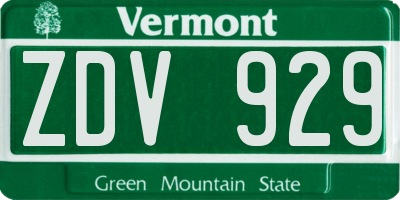 VT license plate ZDV929