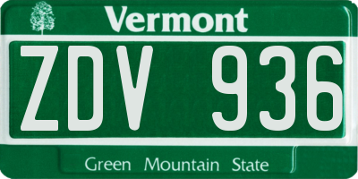 VT license plate ZDV936