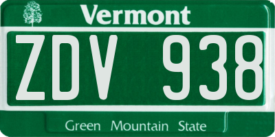 VT license plate ZDV938