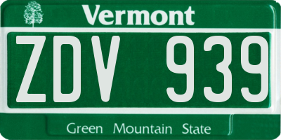 VT license plate ZDV939