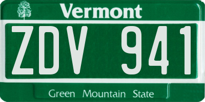 VT license plate ZDV941