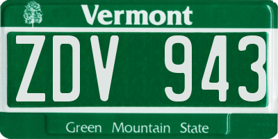 VT license plate ZDV943