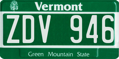 VT license plate ZDV946