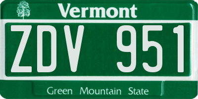 VT license plate ZDV951