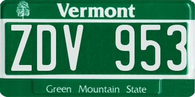VT license plate ZDV953