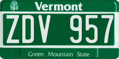 VT license plate ZDV957