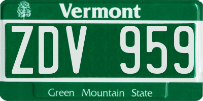 VT license plate ZDV959