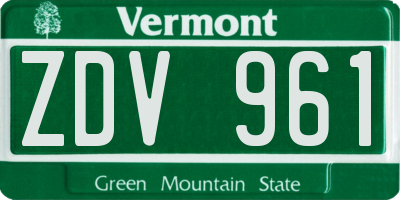 VT license plate ZDV961