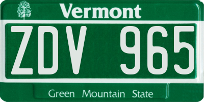 VT license plate ZDV965