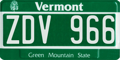 VT license plate ZDV966