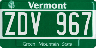 VT license plate ZDV967