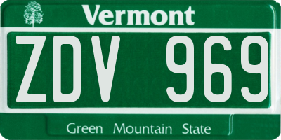 VT license plate ZDV969