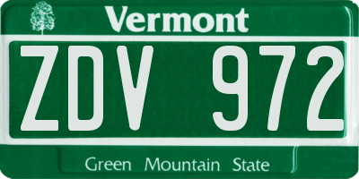 VT license plate ZDV972