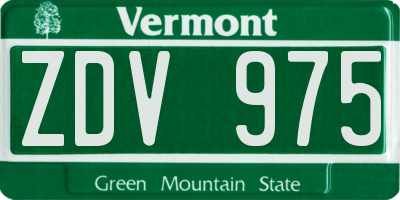 VT license plate ZDV975