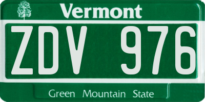 VT license plate ZDV976