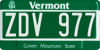 VT license plate ZDV977