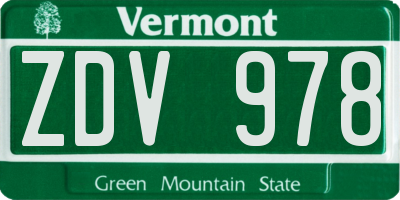 VT license plate ZDV978