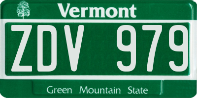 VT license plate ZDV979