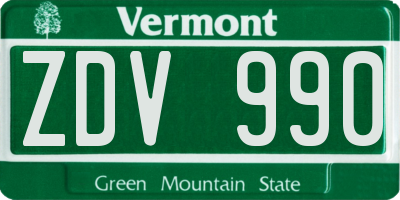 VT license plate ZDV990