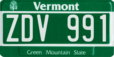 VT license plate ZDV991