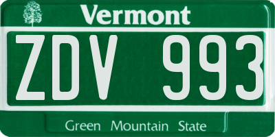 VT license plate ZDV993