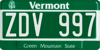 VT license plate ZDV997