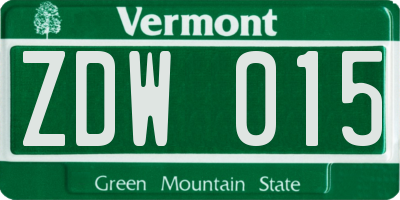 VT license plate ZDW015