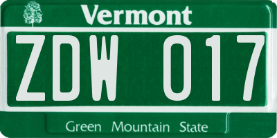 VT license plate ZDW017